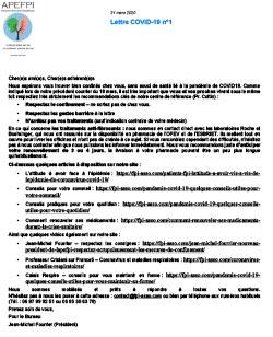 Lettre Covid N°1 Mars 2020